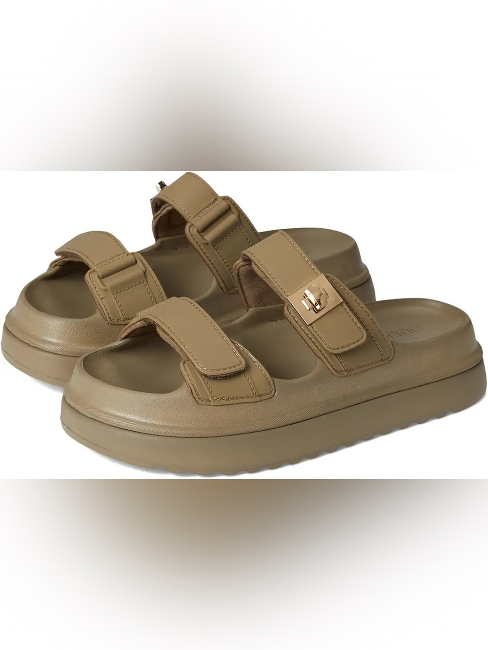 Steve Madden Taupe Double-Strap Slide Sandals